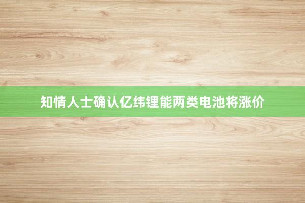 知情人士确认亿纬锂能两类电池将涨价