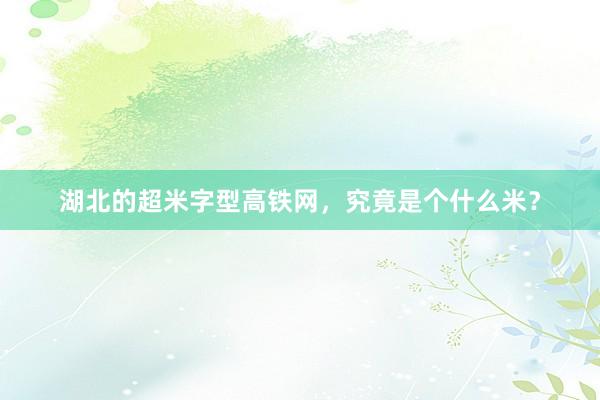 湖北的超米字型高铁网，究竟是个什么米？