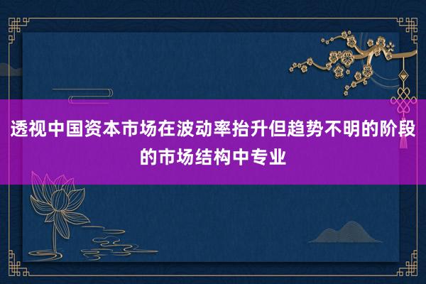 透视中国资本市场在波动率抬升但趋势不明的阶段的市场结构中专业
