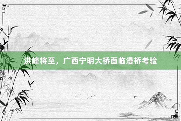 洪峰将至，广西宁明大桥面临漫桥考验