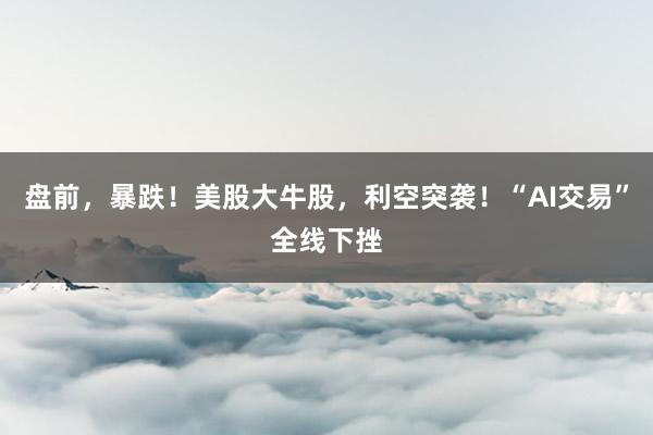 盘前,暴跌!美股大牛股,利空突袭!“AI交易”全线下挫