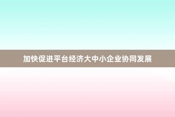 加快促进平台经济大中小企业协同发展