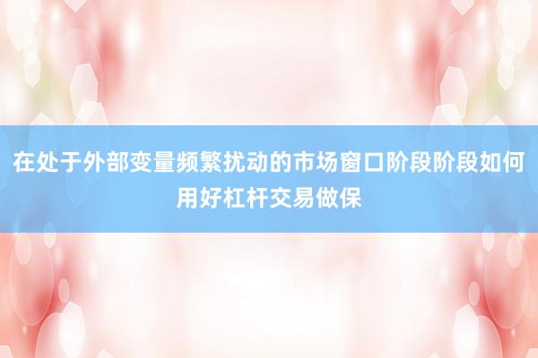 在处于外部变量频繁扰动的市场窗口阶段阶段如何用好杠杆交易做保