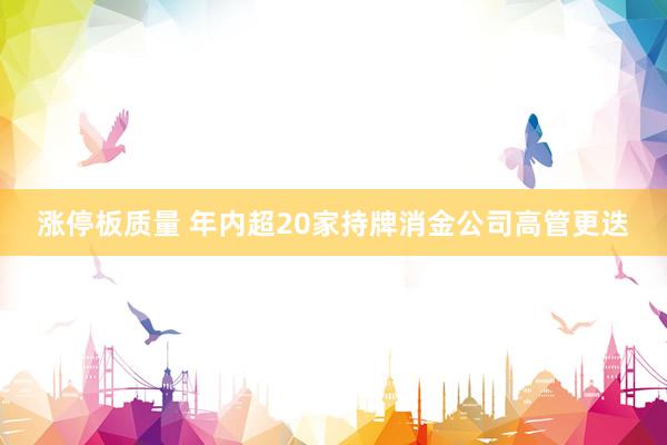 涨停板质量 年内超20家持牌消金公司高管更迭