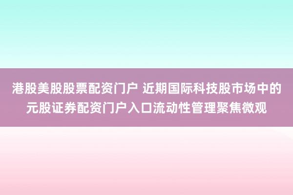 港股美股股票配资门户 近期国际科技股市场中的元股证券配资门户入口流动性管理聚焦微观