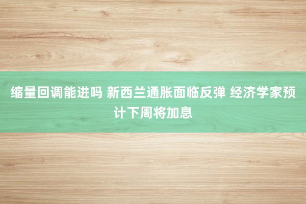 缩量回调能进吗 新西兰通胀面临反弹 经济学家预计下周将加息
