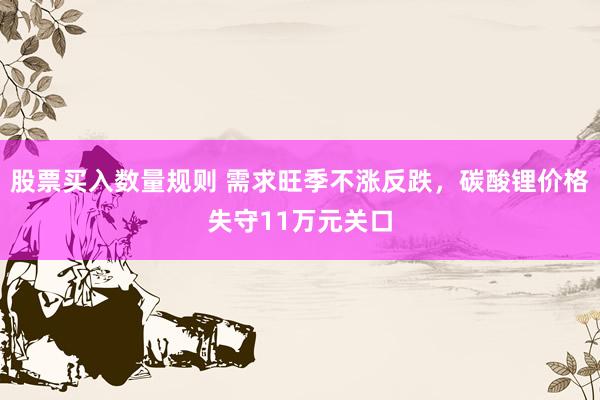股票买入数量规则 需求旺季不涨反跌，碳酸锂价格失守11万元关口
